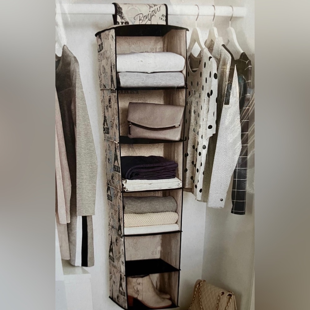Paris Eiffel Tower French Canvas 6 Shelf Closet Storage Organizer